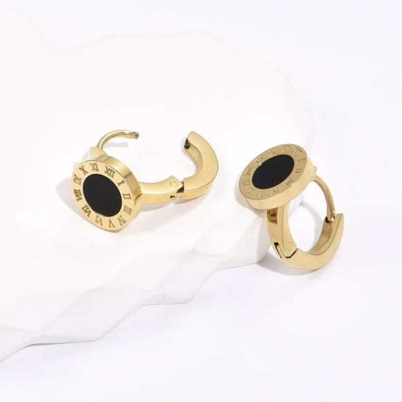 Stainless Steel Elegant Earrings Roman Numeral Women NWT - Picture 2 of 4